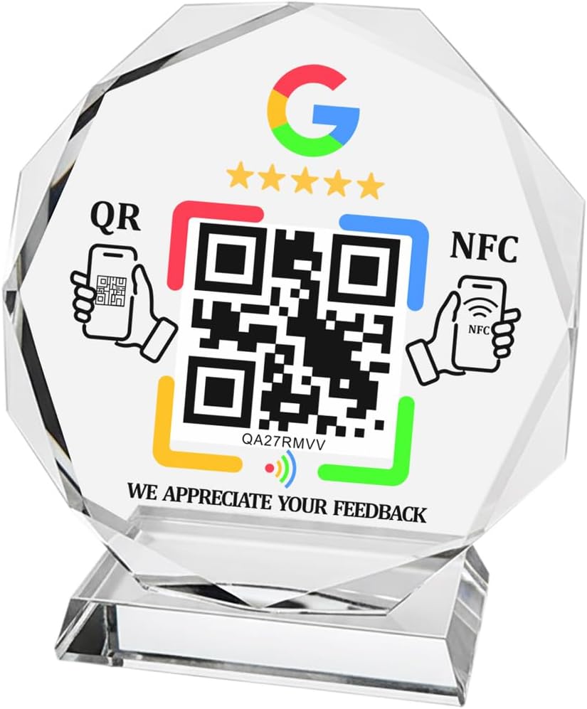 Octagonal Crystal NFC Stand β Google Reviews β No Monthly Fee β No App Needed