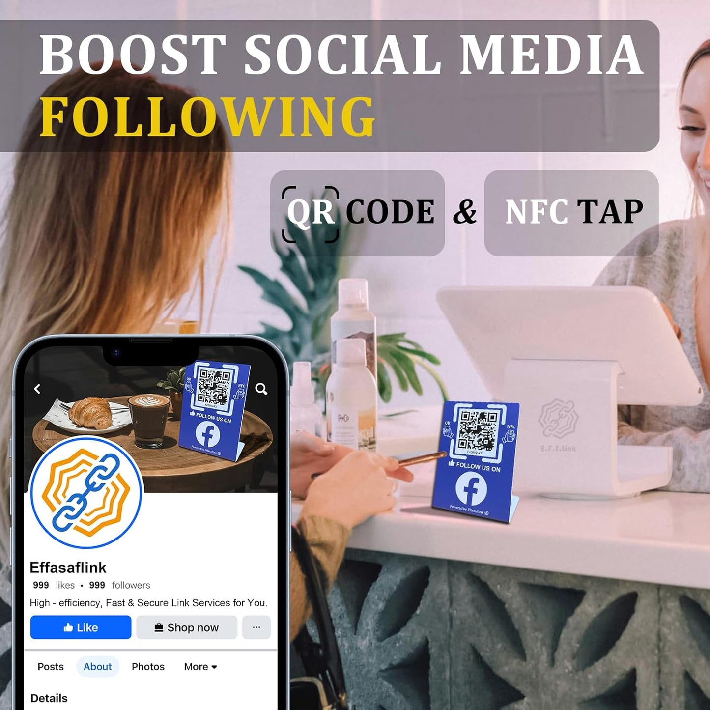 Smart Social Proof Stand – NFC & QR Code – Gain More Followers & Google Reviews