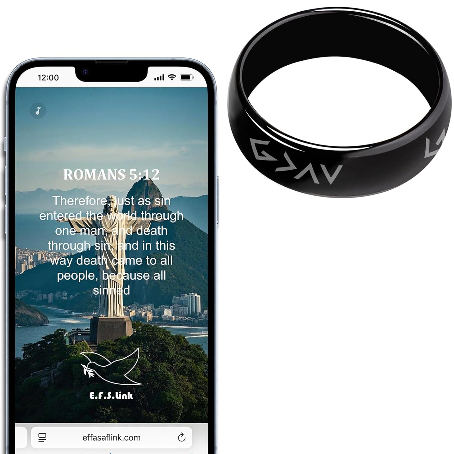 Effasaflink Daily Bible Verse Ring, Christian Devotional Ring, Works Like Daily Bible Verse Bracelet, Finger ring for Women Men Teens, Give you Inspiration and Strength Every Day