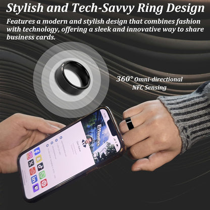 Wide Face NFC Ring – Black – Digital Business Card – No Monthly Fee