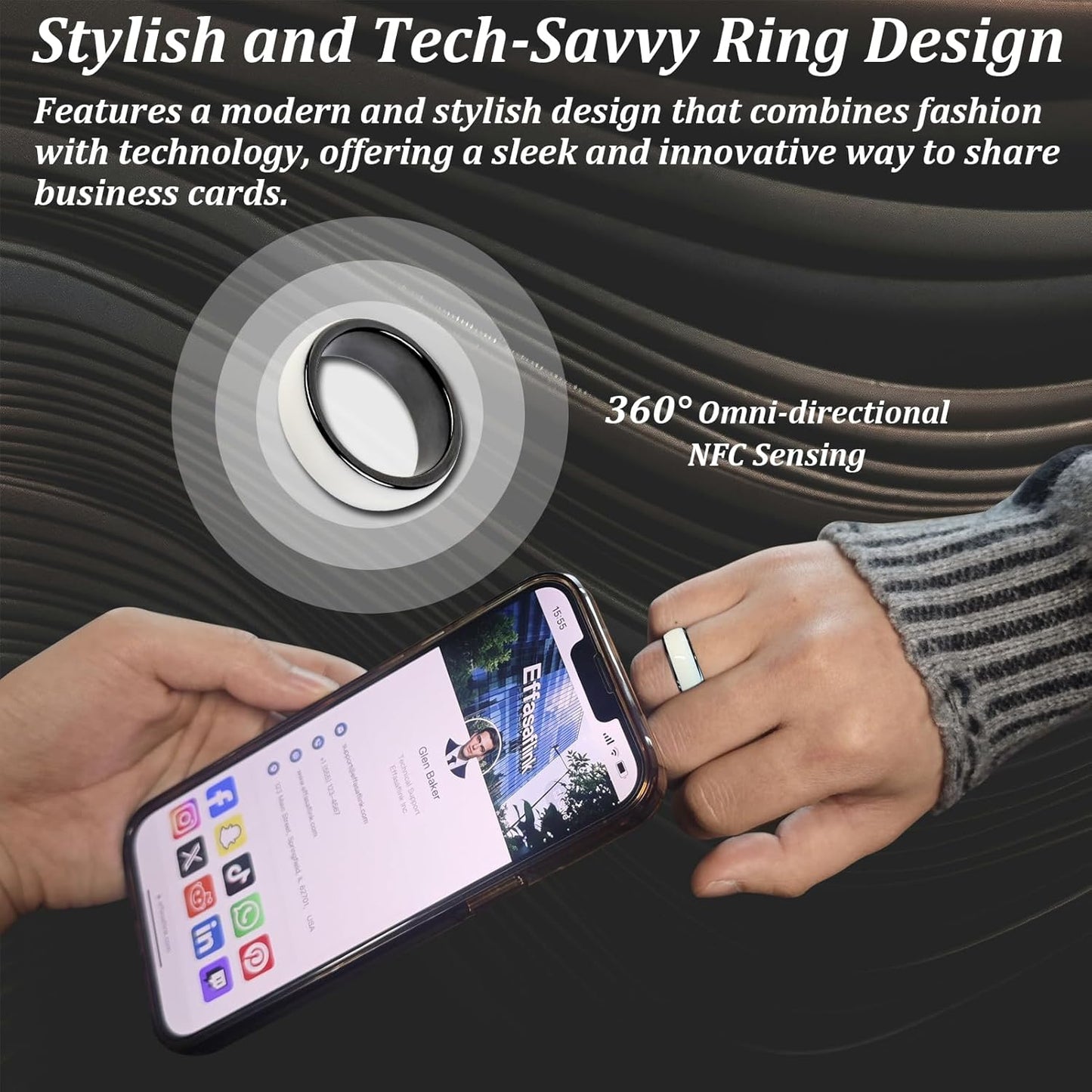 White NFC Ring – Digital Business Card – No Monthly Fee