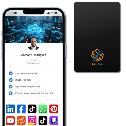 Digital NFC Business Card – Black PVC – Tap to Share – No Monthly Fee