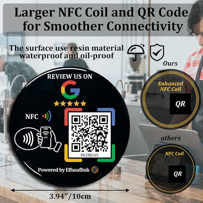 Epoxy Google Review Disc – NFC & QR Code – Stick & Go – Lifetime Use - No APP Needed