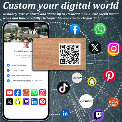 Wood Digital Business Card – NFC & QR Code – No Monthly Fee