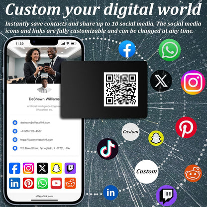 Digital NFC Business Card – Black PVC – Tap to Share – No Monthly Fee