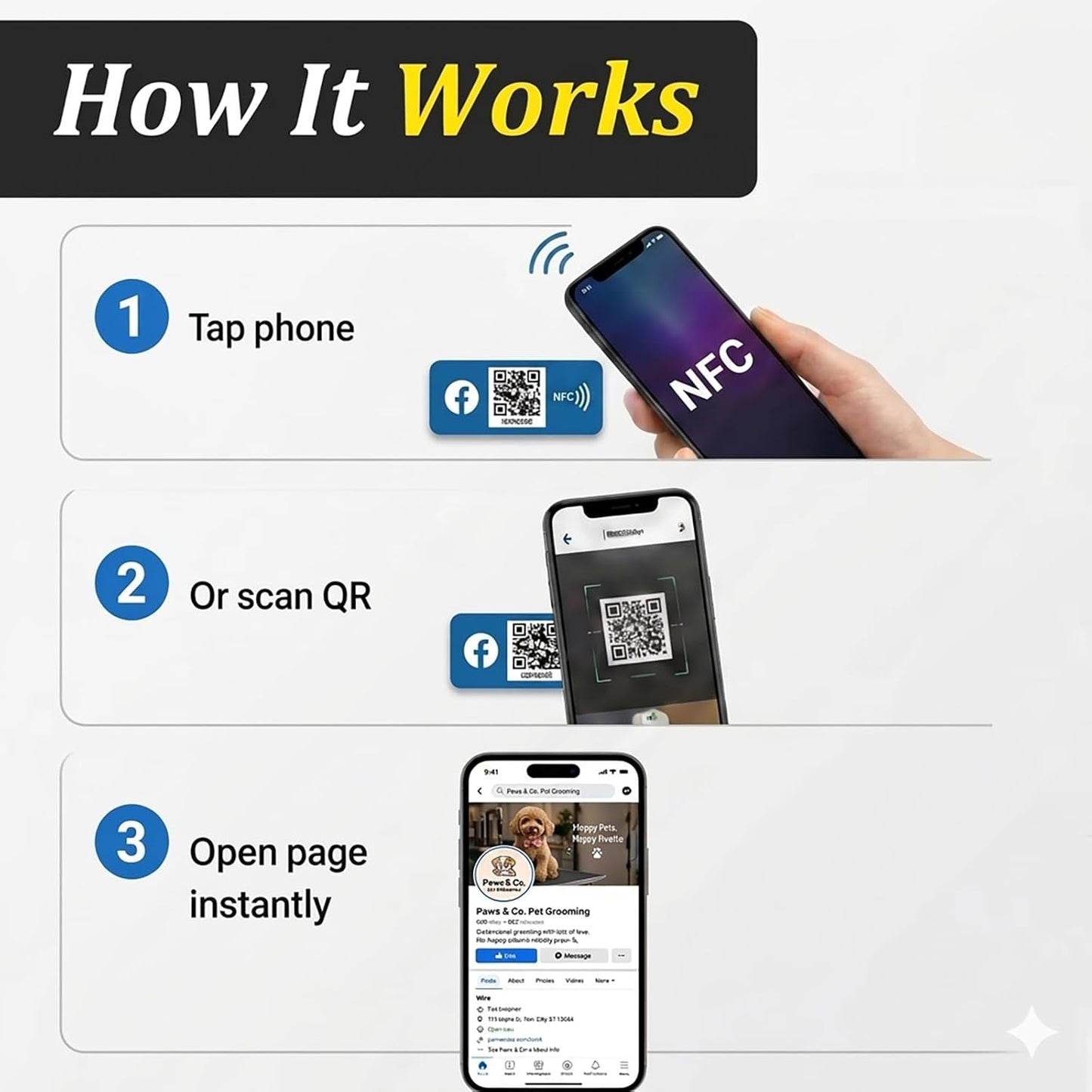 NFC Social Sticky Tag for Phone – Share Instagram/TikTok/Facebook