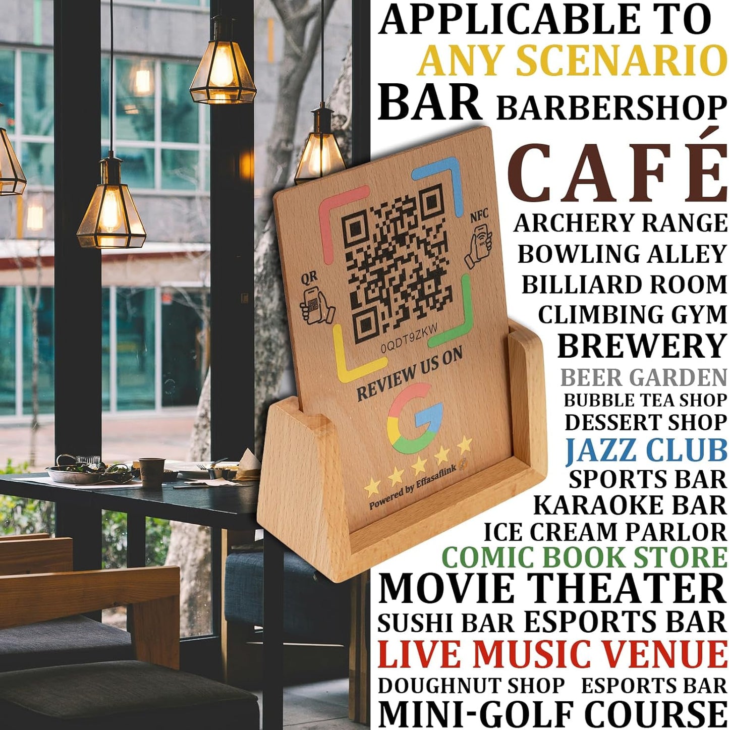Wooden Google Review Stand – NFC & QR Code – Lifetime Use, No Monthly Fee