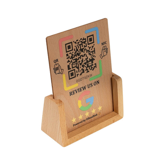Wooden Google Review Stand – NFC & QR Code – Lifetime Use, No Monthly Fee