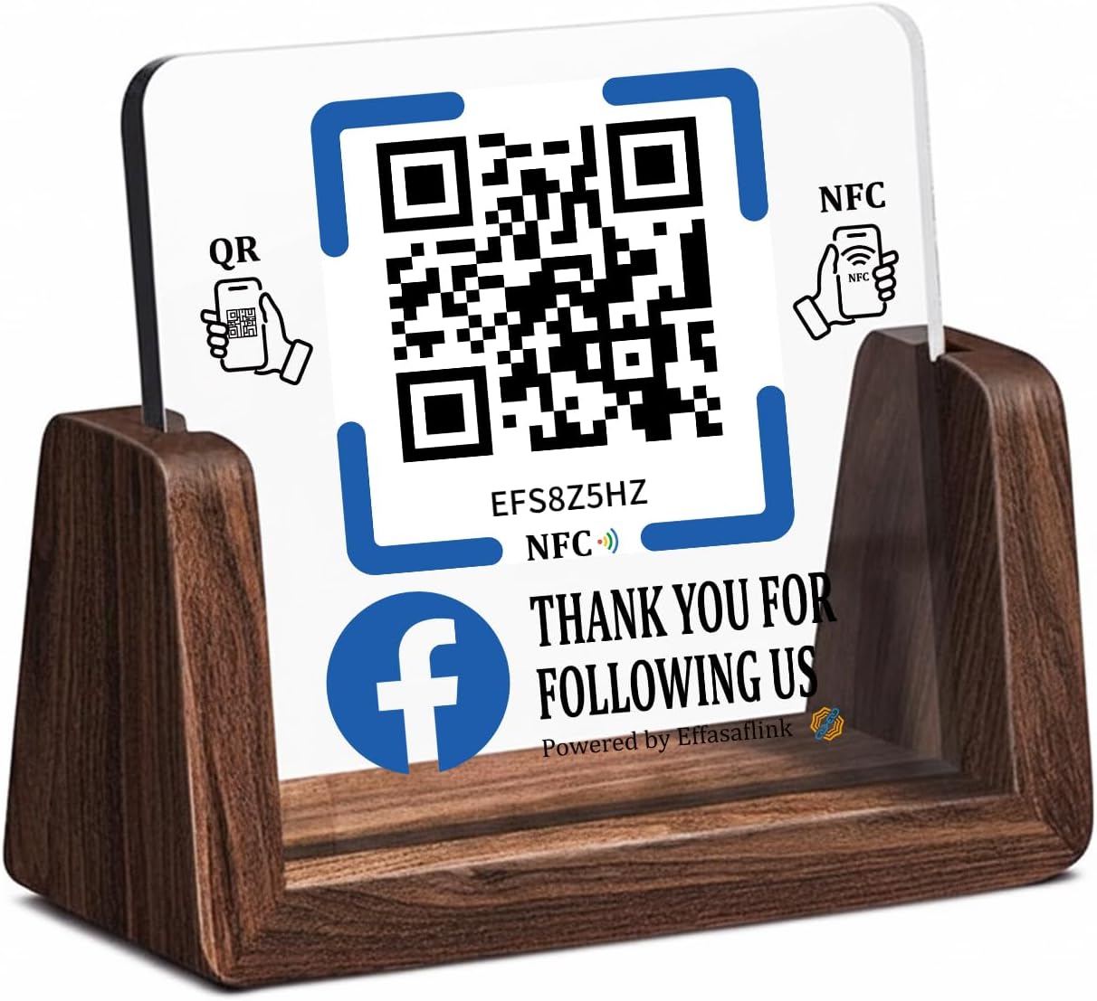 Wooden NFC Stand – Reviews, Social, Payment – No Monthly Fee - No App Needed