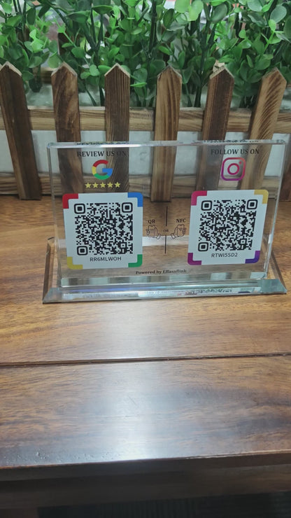 Dual NFC Crystal Stand – Choose 2 Functions – No App, No Subscription